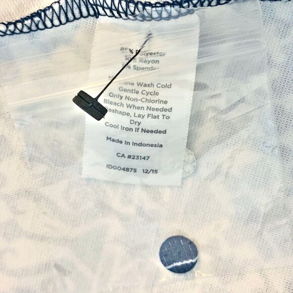 Talbots Sleeveless A-Line Geometric Print Dress Plus Sz 2X Navy Blue White NWOT - Picture 6 of 7